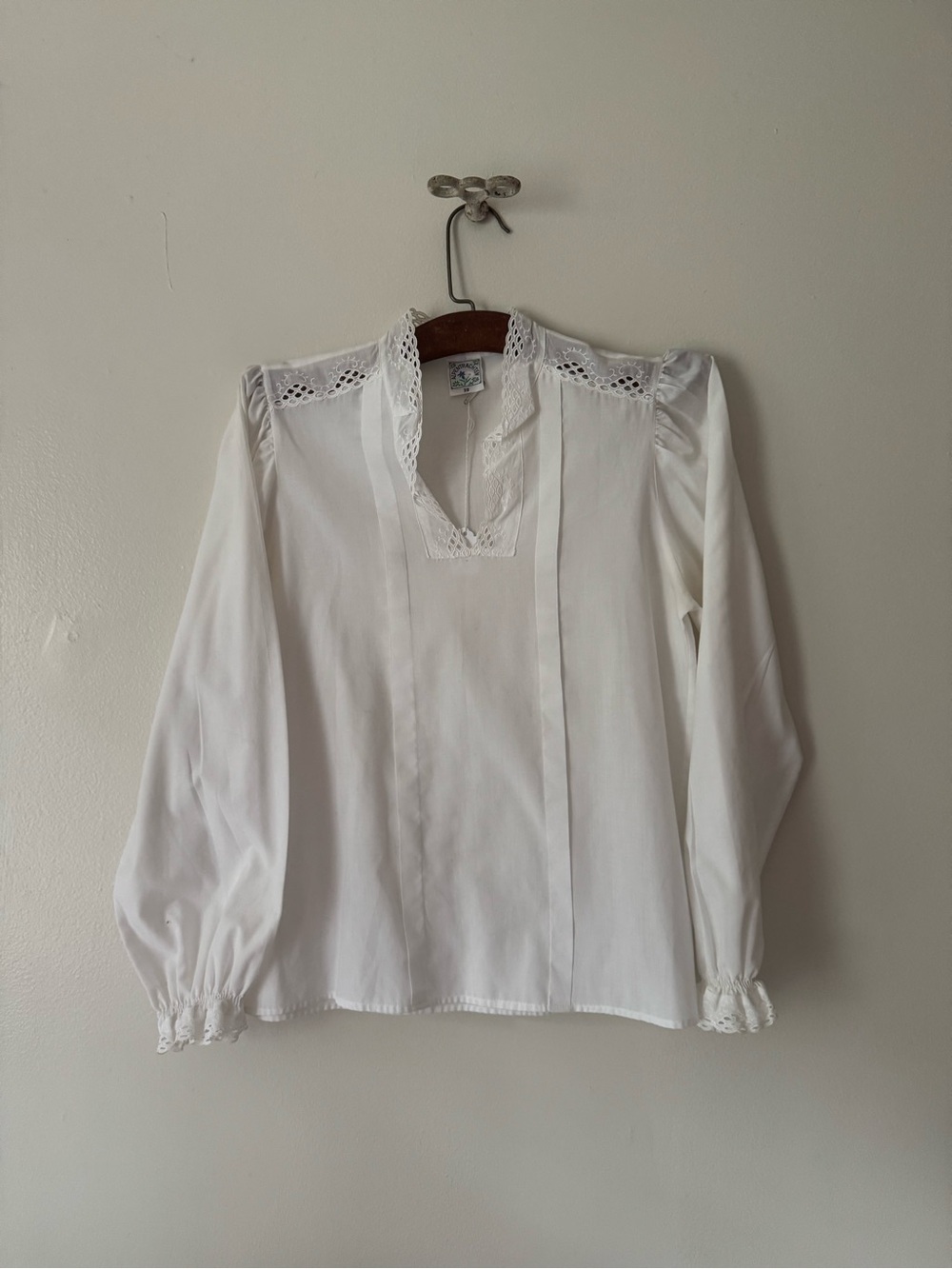Vintage 80s does Edwardian White Eyelet Blouse.